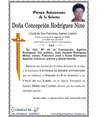 Doña Concepción Rodríguez Nine (08/08/2026)