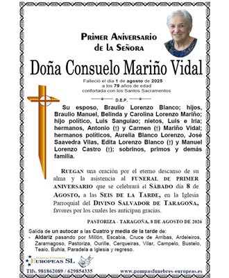 Doña Consuelo Mariño Vidal (08/08/2026)