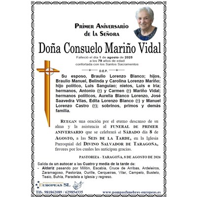 Doña Consuelo Mariño Vidal (08/08/2026)
