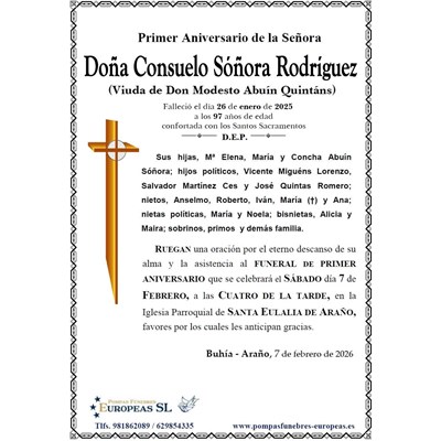 Doña Consuelo Sóñora Rodríguez (07/02/2026)
