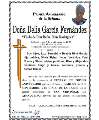 Doña Delia García Fernández (05/09/2026)