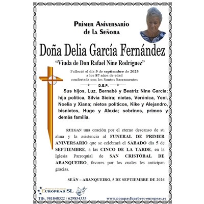 Doña Delia García Fernández (05/09/2026)