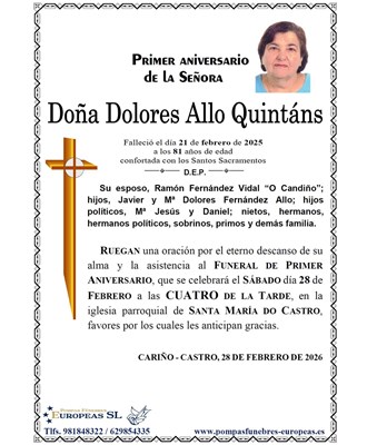 Doña Dolores Allo Quintáns (28/02/2026)