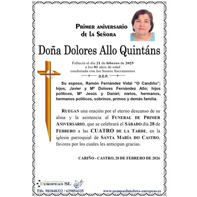 Doña Dolores Allo Quintáns (28/02/2026)