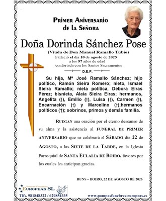 Doña Dorinda Sánchez Pose (22/08/2026)