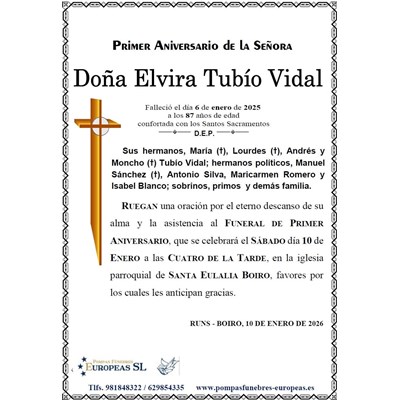 Doña Elvira Tubío Vidal (10/01/2026)