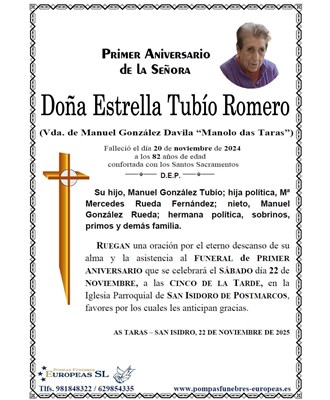 Doña Estrella Tubío Romero (22/11/2025)