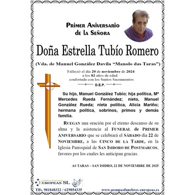 Doña Estrella Tubío Romero (22/11/2025)