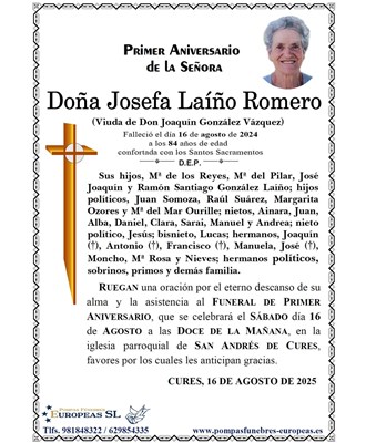 Doña Josefa Laíño Romero (16/08/2025)