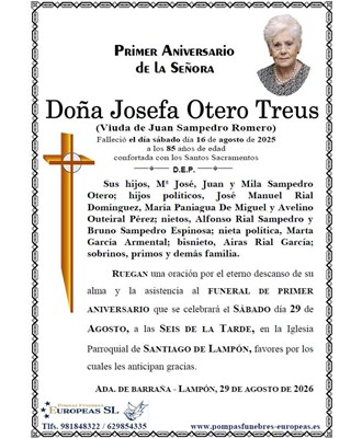 Doña Josefa Otero Treus (29/08/2026)