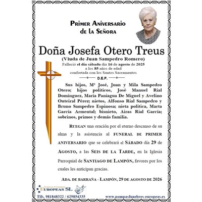 Doña Josefa Otero Treus (29/08/2026)