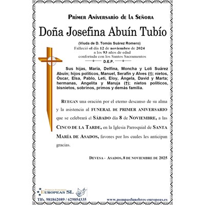 Doña Josefina Abuín Tubío (08/11/2025)