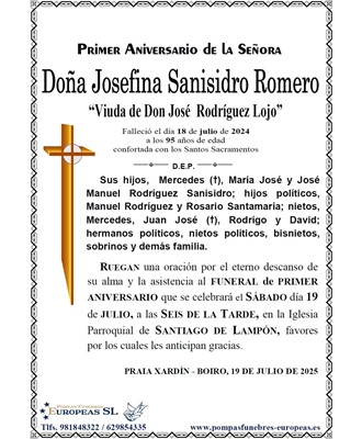 Doña Josefina Sanisidro Romero (19/07/2025)