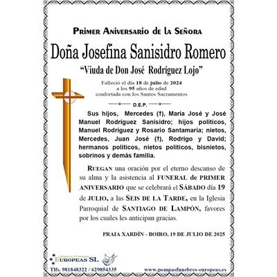 Doña Josefina Sanisidro Romero (19/07/2025)