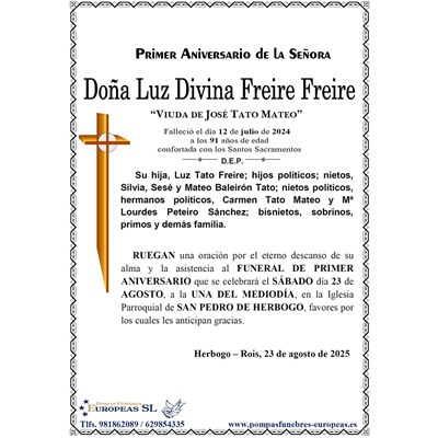 Doña Luz Divina Freire Freire (23/08/2025)