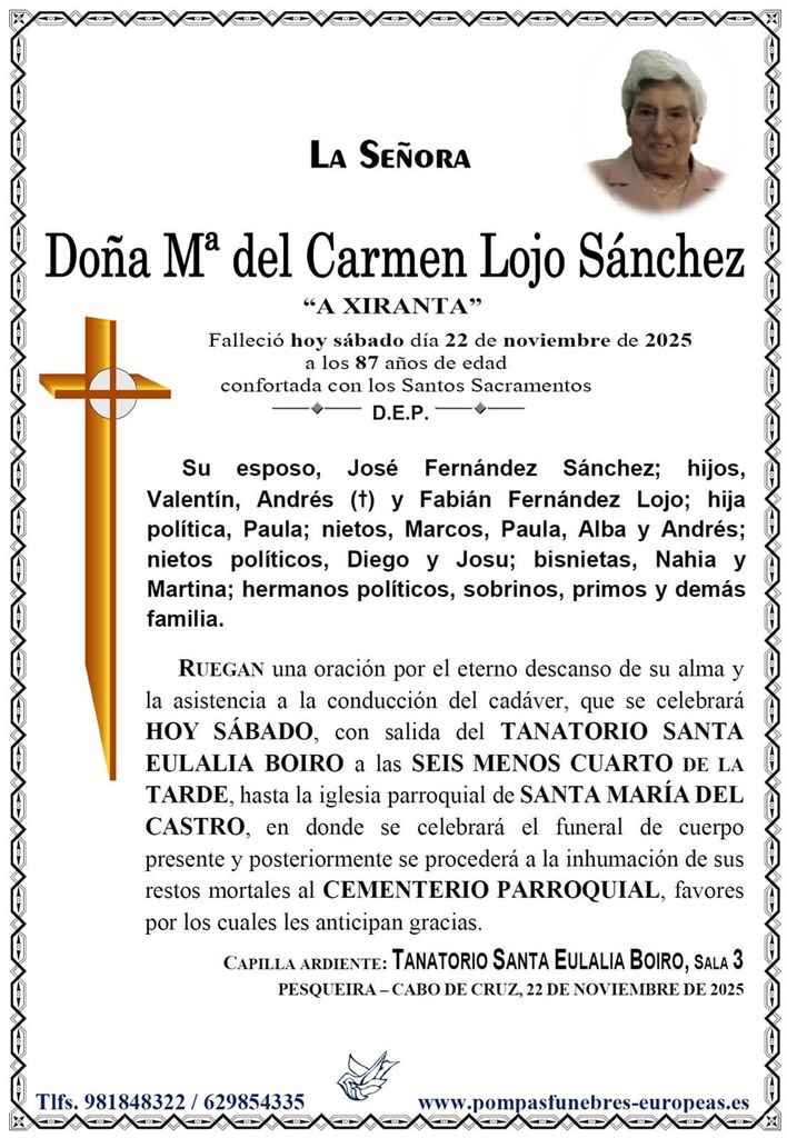 Doña Mª del Carmen Lojo Sánchez