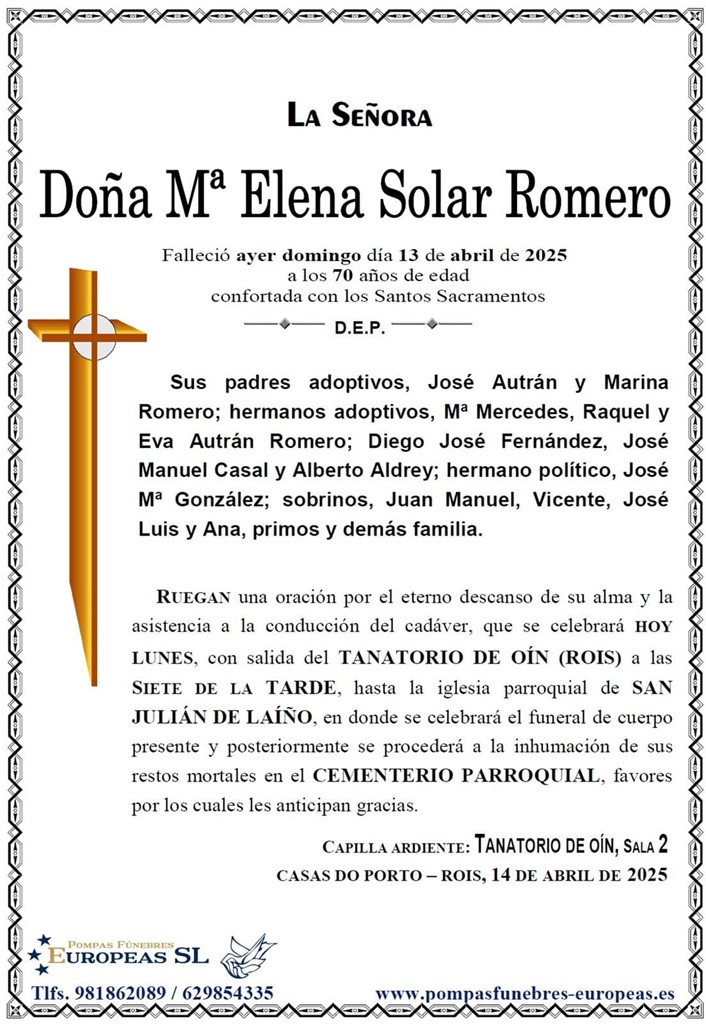 Doña Mª Elena Solar Romero