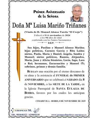 Doña Mª Luisa Mariño Triñanes (08/11/2025)