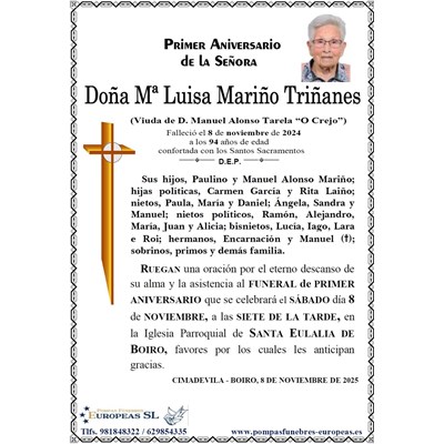 Doña Mª Luisa Mariño Triñanes (08/11/2025)