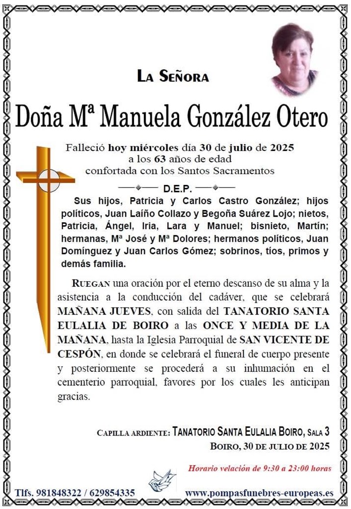 Foto principal Doña Mª Manuela González Otero
