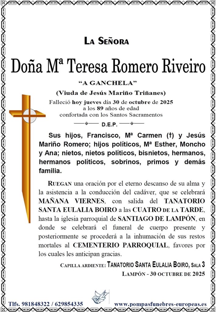 Doña Mª Teresa Romero Riveiro