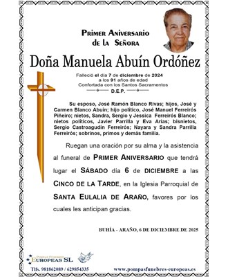 Doña Manuela Abuín Ordóñez (06/12/2025)