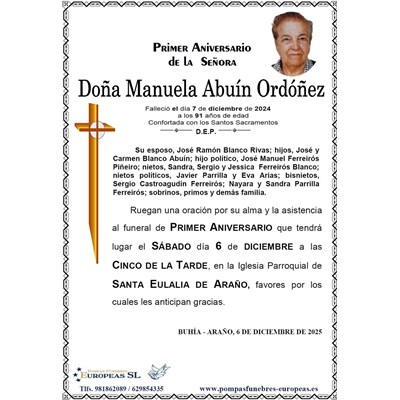 Doña Manuela Abuín Ordóñez (06/12/2025)