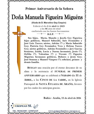 Doña Manuela Figueira Miguéns (11/04/2026)