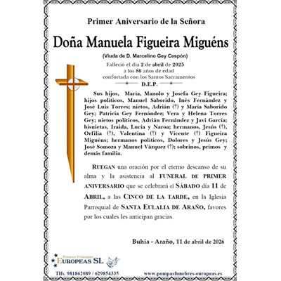 Doña Manuela Figueira Miguéns (11/04/2026)