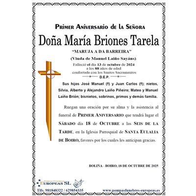 Doña María Briones Tarela (18/10/2025)
