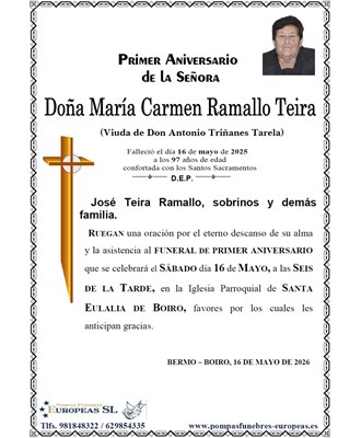 Doña María Carmen Ramallo Teira (16/05/2026)