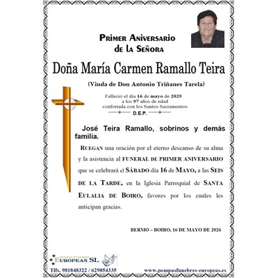 Doña María Carmen Ramallo Teira (16/05/2026)
