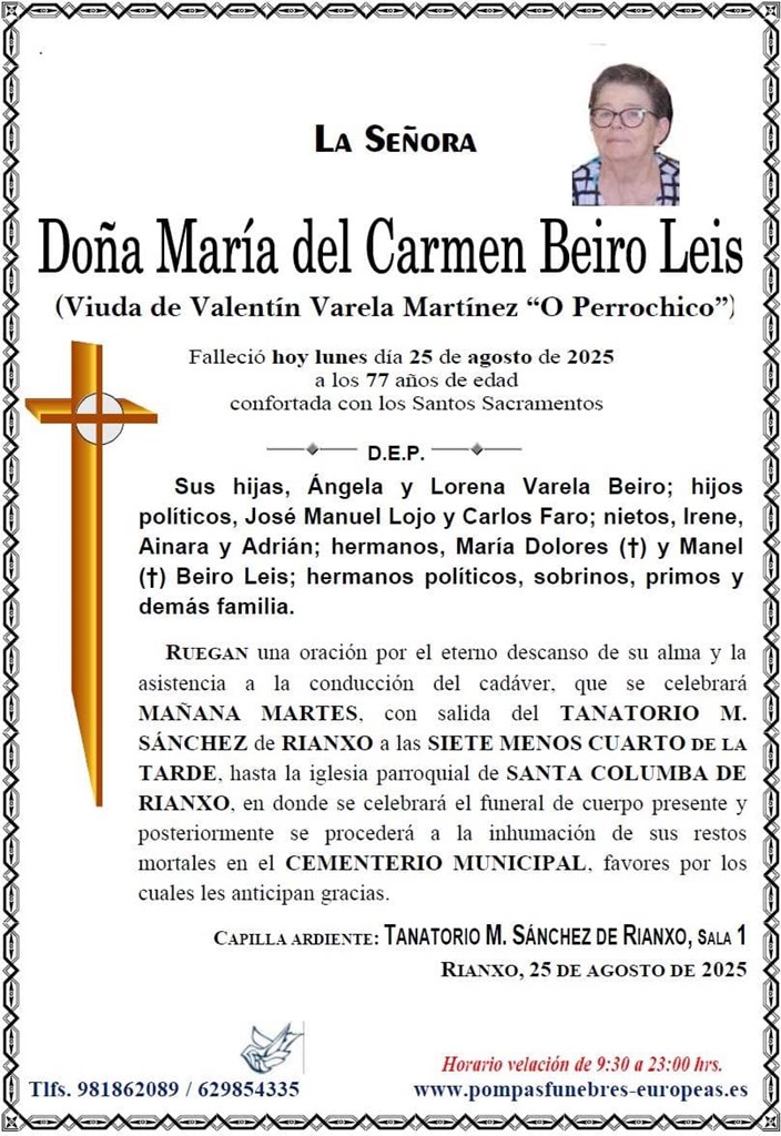 Foto secundaria Doña María del Carmen Beiro Leis