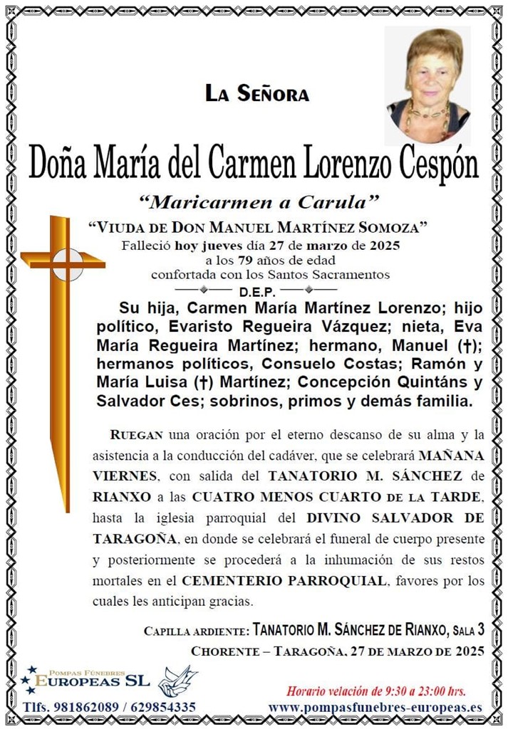 Foto secundaria Doña María del Carmen Lorenzo Cespón