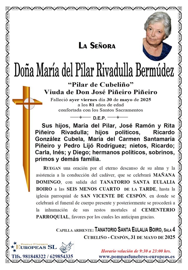 Doña María del Pilar Rivadulla Bermúdez
