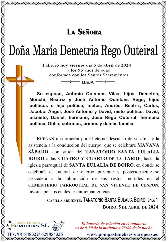 Doña María Demetria Rego Outeiral