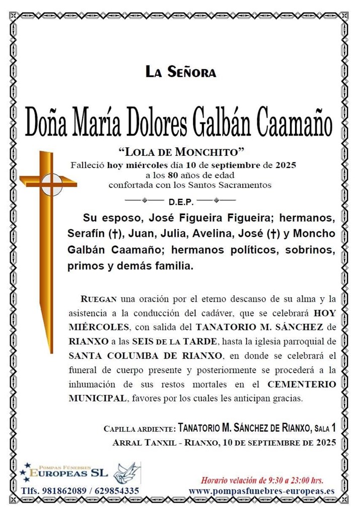 Foto principal Doña María Dolores Galbán Caamaño