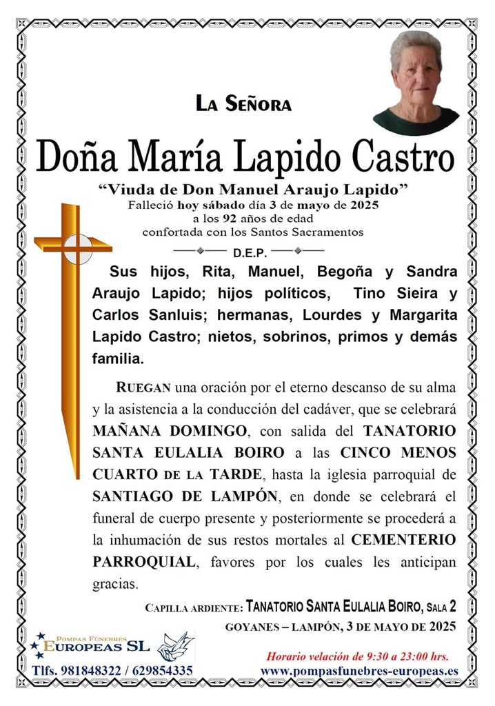 Foto principal Doña María Lapido Castro