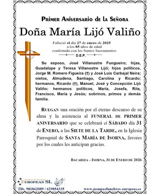 Doña María Lijo Valiño (31/01/2026)