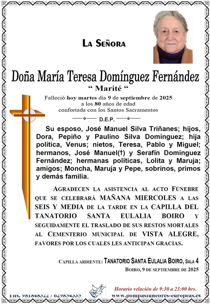 Foto principal Doña María Teresa Dominguez Fernández