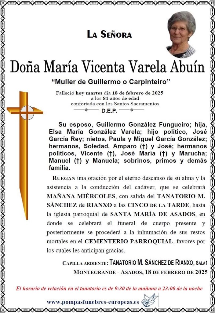Doña María Vicenta Varela Abuín