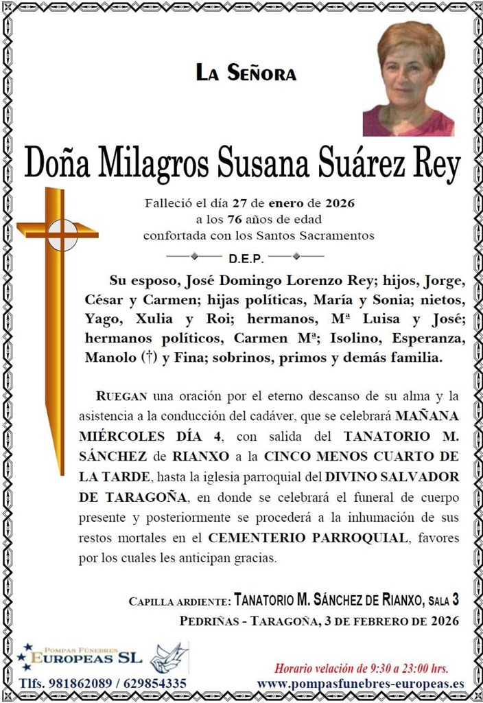 Foto secundaria Doña Milagros Susana Suárez Rey
