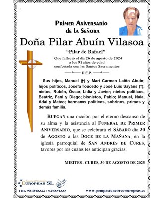 Doña Pilar Abuín Vilasoa (30/08/2025)