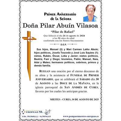 Doña Pilar Abuín Vilasoa (30/08/2025)