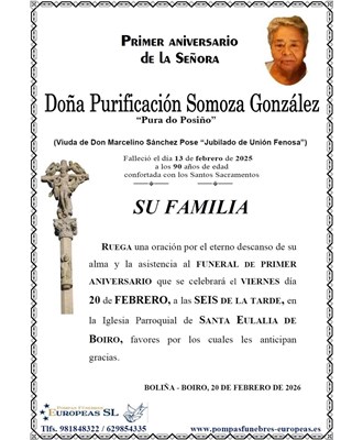 Doña Purificación Somoza González (20/02/2026)
