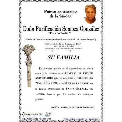 Doña Purificación Somoza González (20/02/2026)