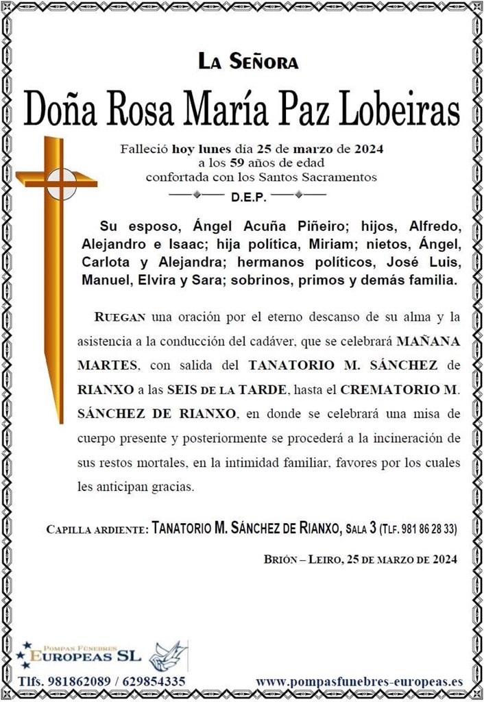 Doña Rosa María Paz Lobeiras