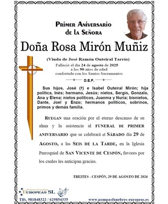 Doña Rosa Mirón Muñiz (29/08/2026)
