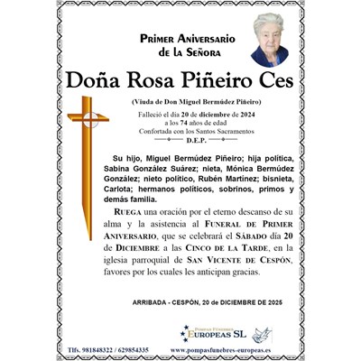 Doña Rosa Piñeiro Ces (20/12/2025)