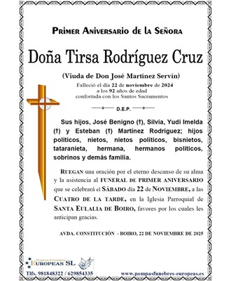 Doña Tirsa Rodríguez Cruz (22/11/2025)